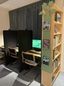 Hyllor i skolbiblioteket